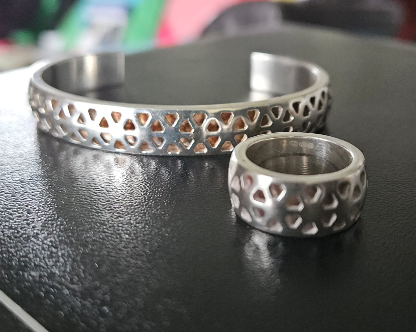 Solid 925 Silver Vingage Bangle and Ring Set #2 b… - image 1