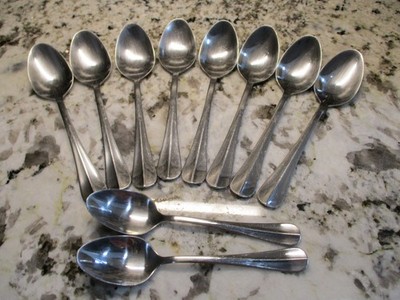 10 Pfaltzgraff SIMPLICITY Stainless Steel Flatware Spoons - 8 Soup & 2 Teaspoons
