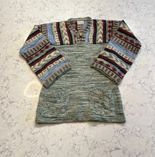 Vintage Hand Loomed Korean Baja Hippie Sweater Boho Pullover Women’s Large 
