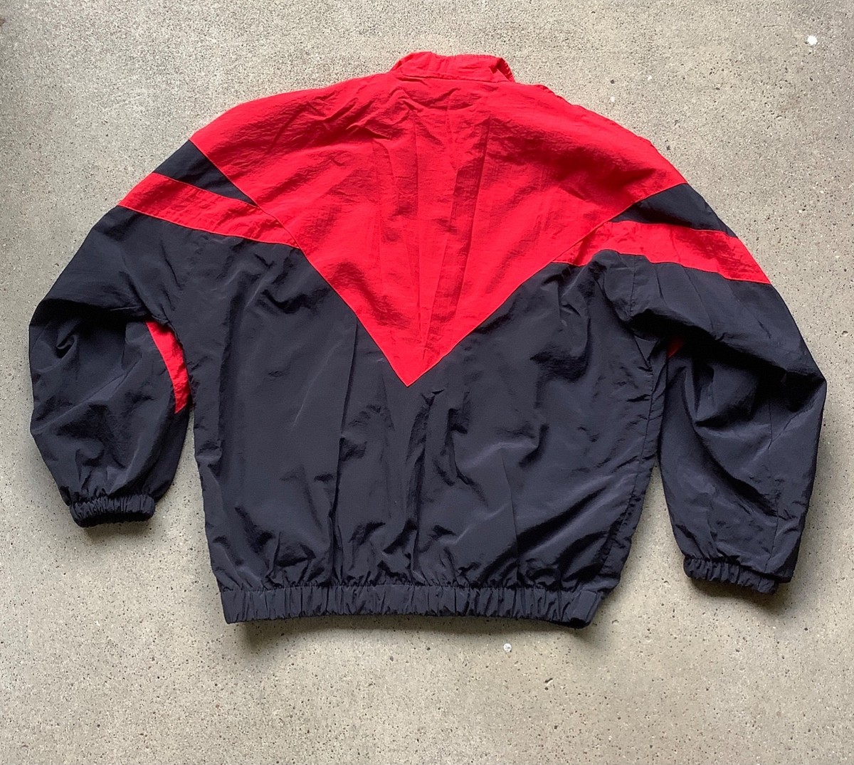 Vtg 90s Colorblock Windbreaker Soccer Jacket Embroidered Patch Red