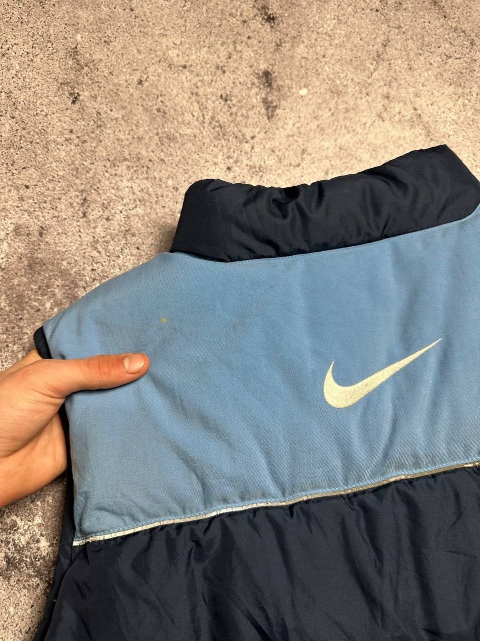 Vintage Nike Reversible Vest Puffer Big Logo 90s Swoosh Men Size XL Blue Yellow thumbnail 7