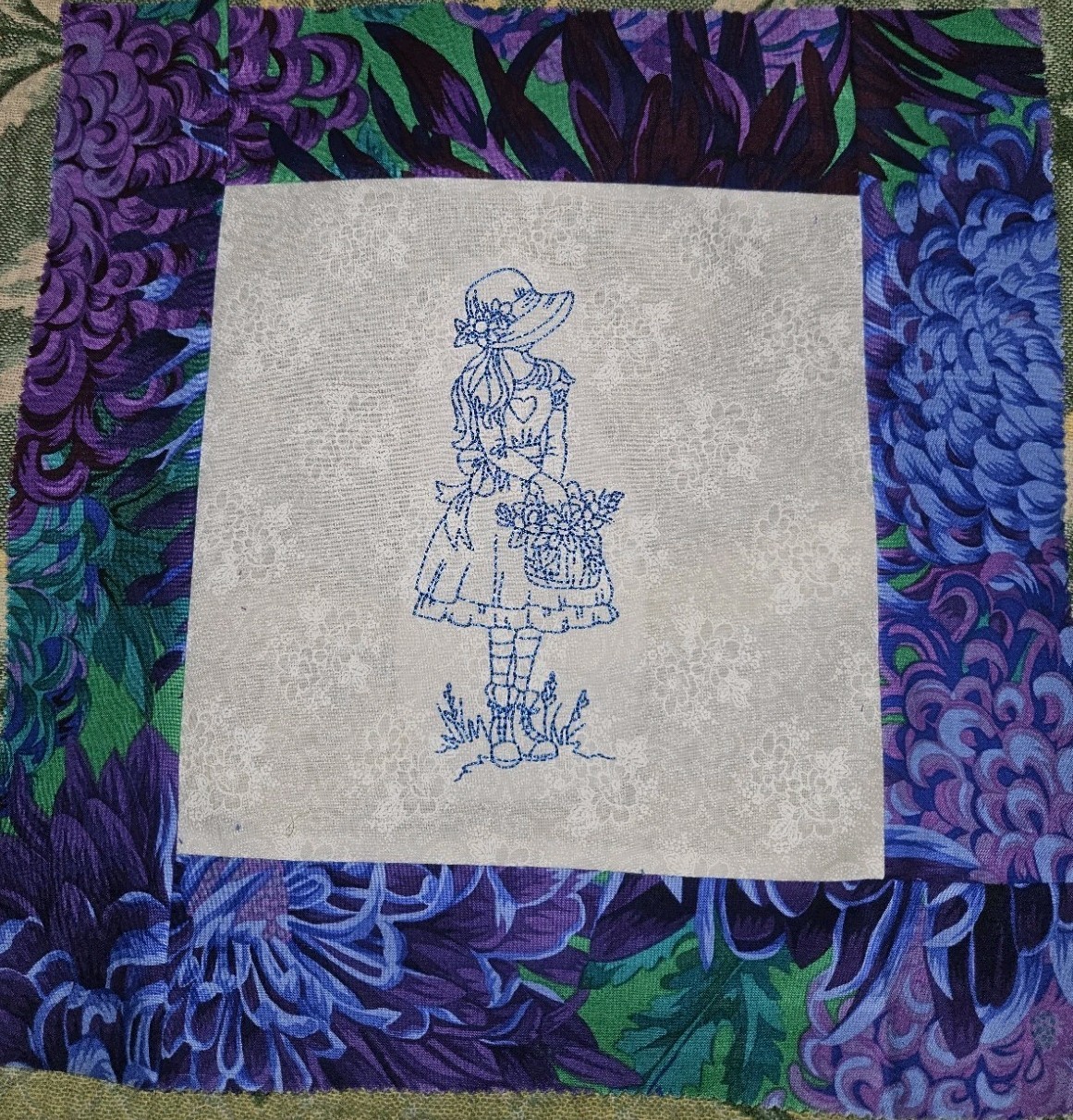 Lot Of 10 Unique OOAK Kaffe Fassett Border Embroidered Quilt Blocks 12.5" Each