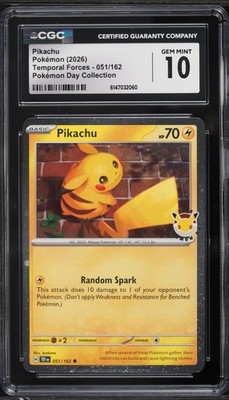 CGC 10 Pikachu Holo Pokemon Day 2026 Collection  2026 Pokemon Card #051