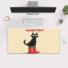 40*90cm1pc Custom Name Cat Art XXL Mouse Pad - Non-Slip Rubber Base Gaming & Off
