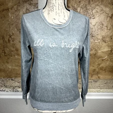 Kate Spade All Is Bright Velour Pajama Top Women's XS Gray Long Sleeve Soft Cozy