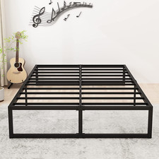 16 Inch King Size Bed Frame Sturdy Mattress Foundation, Heavy Duty Metal Platfor