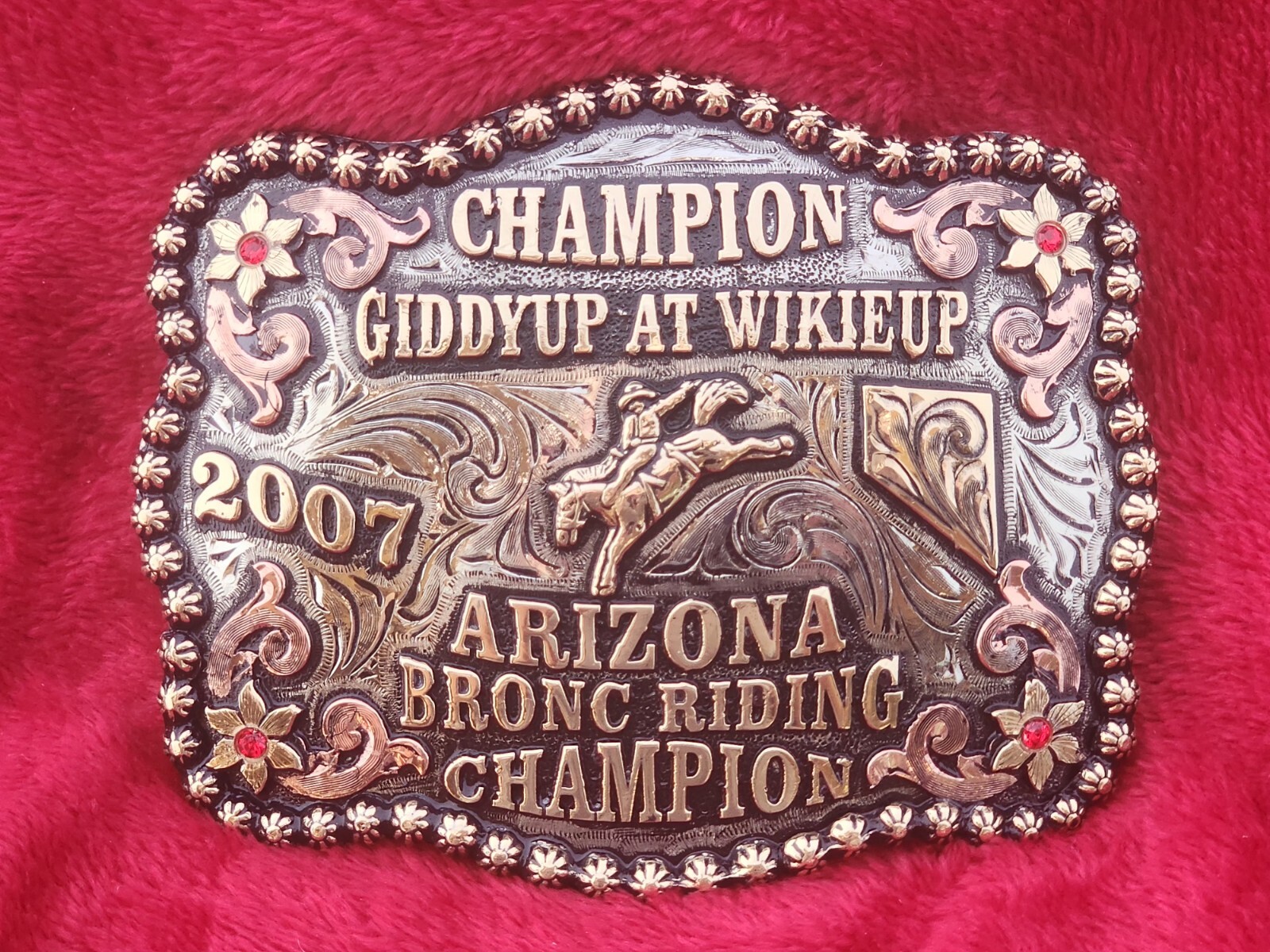 CHAMPION TROPHY BUCKLE PRO RODEO☆BRONC RIDER☆WICKIEUP☆2007☆RARE☆138