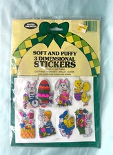 VINTAGE SOFT AND PUFFY 3 DIMENSIONAL EASTER STICKERS IN PACKAGING EASTER UNLIMIT