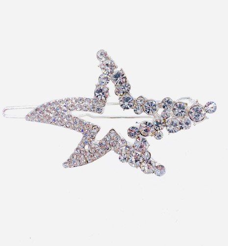 Hair Clip use Swarovski Crystal Hairpin Starfish Seastar Mermaid Silver Clear #2 - Picture 4 of 8