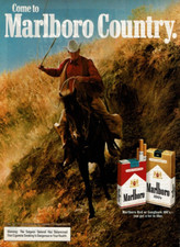 1980 Vintage Print Ad Come to Marlboro Country Cowboy Horse Wilderness Lasso