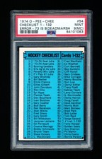 1974 OPC HOCKEY 54 CHECKLIST 1st SERIES 1-132 PSA 9mc MINT