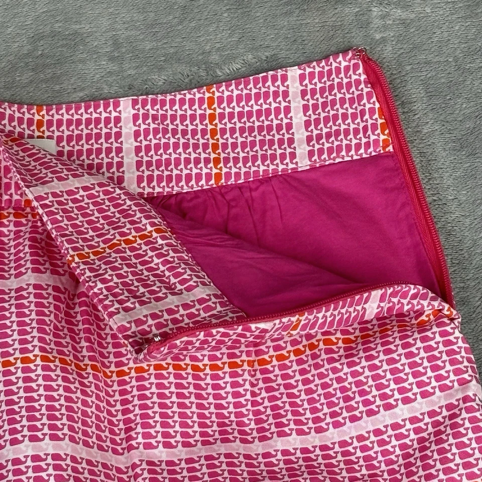 Falda para mujer Vineyard Vines 0 rosa algodón estampado de ballena rayas 29x16 cremallera lateral mini Foto 3 de 4