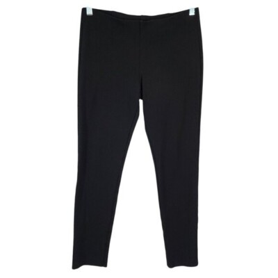Eileen Fisher Capsule Wardrobe Ponte Knit Stretch Black Pants Pull