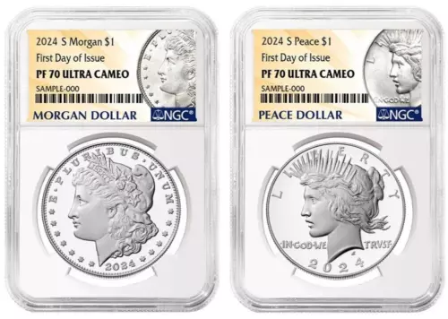 2024 S Morgan &Peace Silver  $1 NGC PF70 Ultra Cameo First Day Of Issue #2146