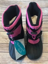 New with Tags Totes Kids Girls Snow Boots Tammy Black  Hot Pink Waterproof 9 M