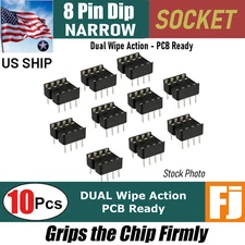 10 Pcs 8 Pin DIP IC Socket Adaptor Solder Type PCB-Mount | Dual Wipe | US Ship