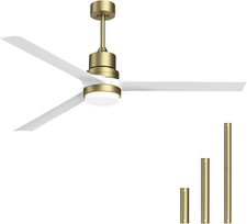 Ceiling Fans with Lights 60 inch White Outdoor Ceiling Fan with Dimmable LED Lig