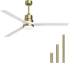 Ceiling Fans with Lights 60 inch White Outdoor Ceiling Fan with Dimmable LED Lig