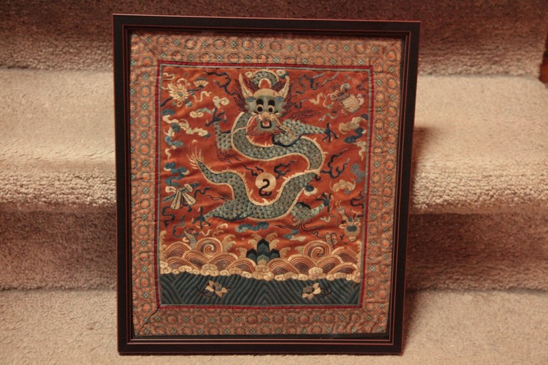 Antique Chinese Rank Badge - Dragon