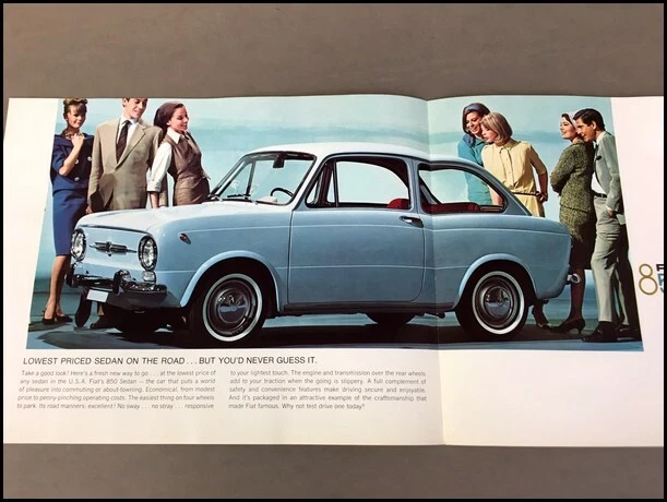 1968 Fiat 850 Sedan Vintage Original Car Sales Brochure Folder - English Foto 2 de 4