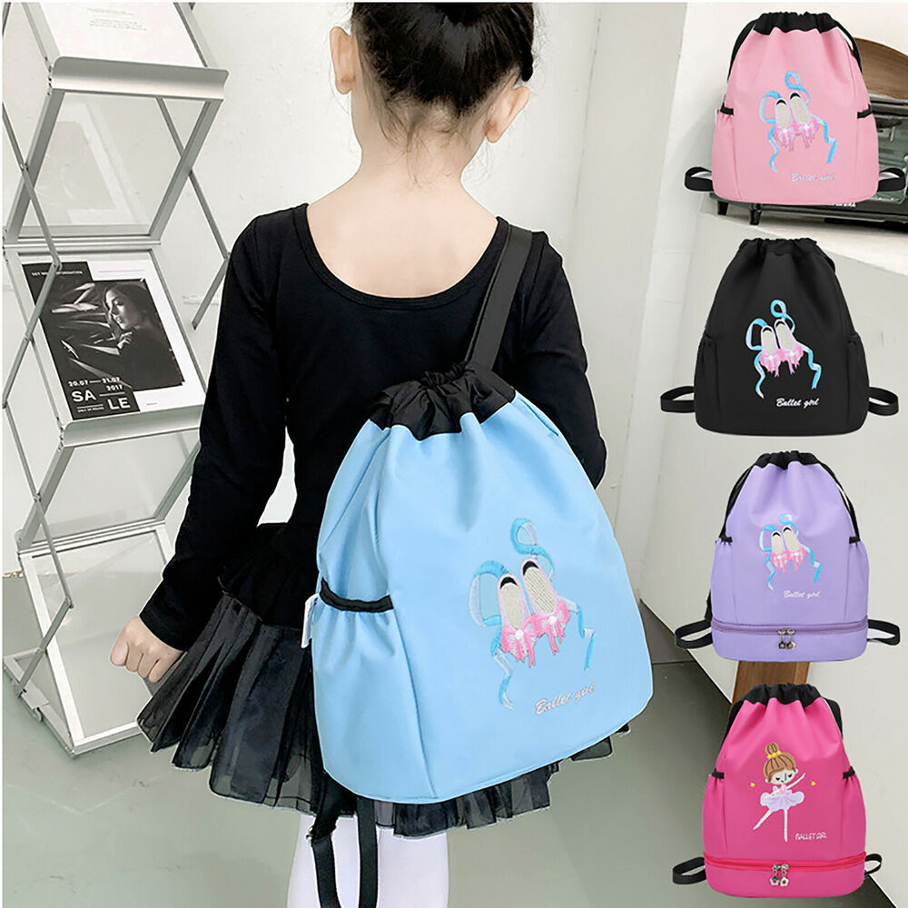 Niñas Niños Nuevo Bolso BALLET Mochila de Baile con Puntera Zapatos Bordado Bolso de Mano Bolso