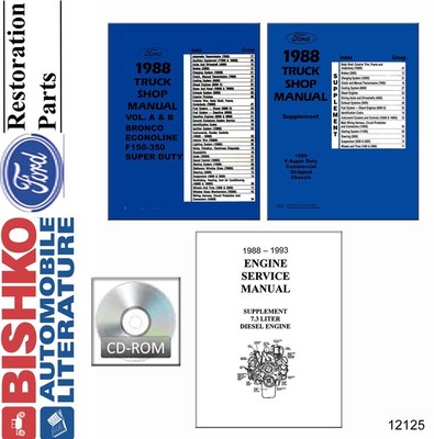 1988 Ford Truck Bronco Econoline Shop Service Repair Manual CD
