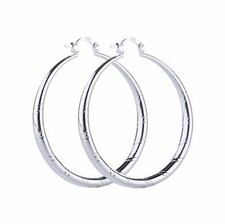 Ladies Solid 925 Sterling Silver Tarnish-Resist 2" Large Tube Hoop Earrings H4W
