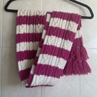Aerie Chunky Knit Pink/White Striped Fringed Scarf  *NEW* — photo 7