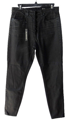BlankNYC Size 30 Crybaby Black Waxed Denim Exposed Button Fly Jeans