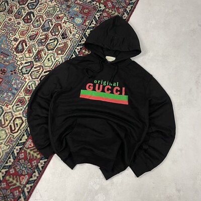  VERY RARE  RRP 700$ Gucci  Original Gucci  Black Logo Hoodie Size XL Luxury