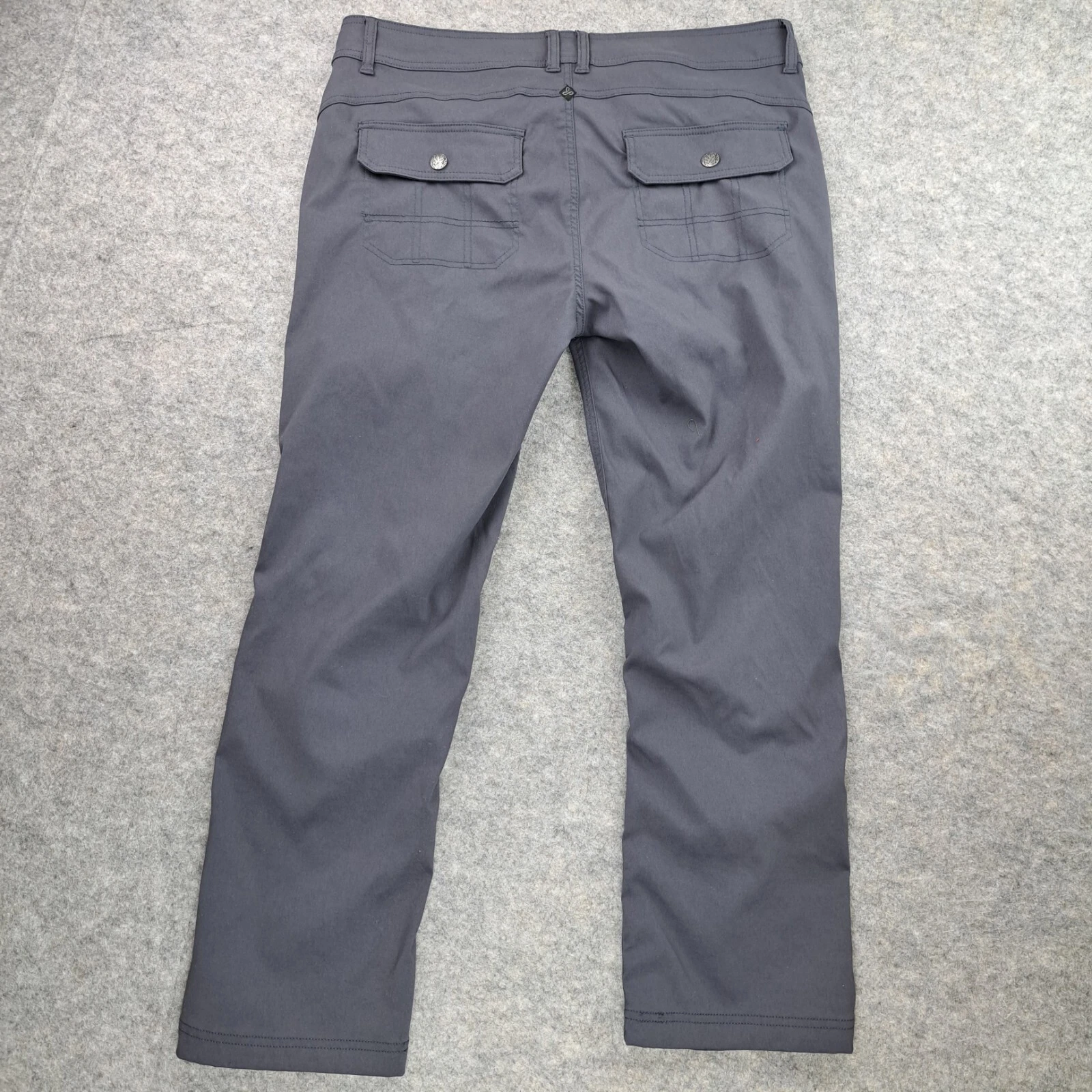 prana straight nylon stretch hiking roll up snap hem ankle pants