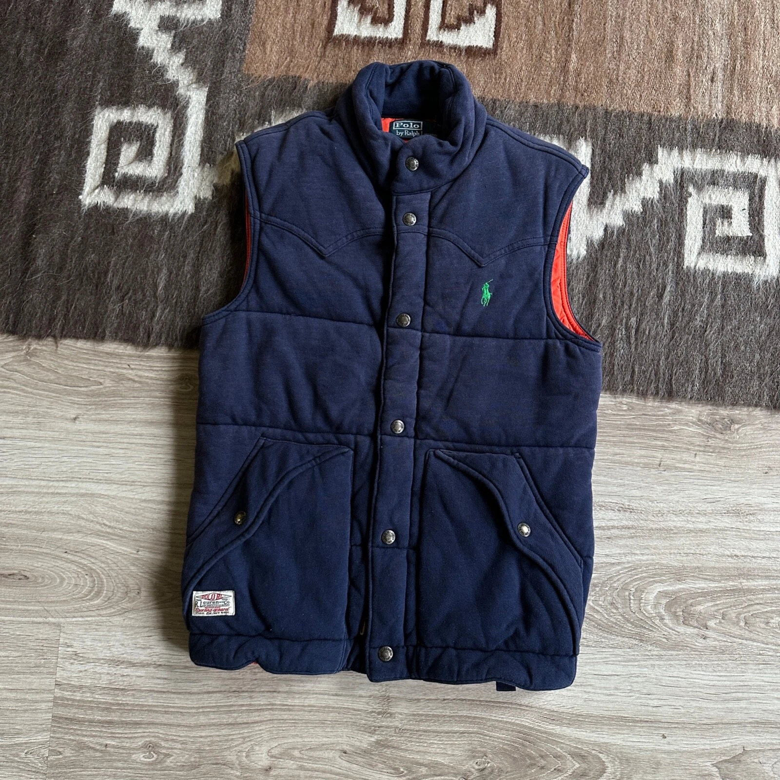Polo Ralph Lauren Navy Blue Cotton Insulated Vest Size S