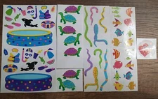 Vtg Mrs. Grossman's Sticker Lot Full Partial Sheets Swimming Pool Turtle Fish