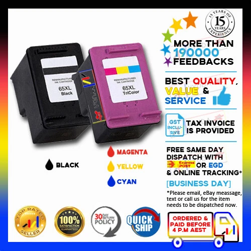 NoN-OEM 65 XL Multi-Pack Ink for HP DeskJet 2600 2620 2621 2622 2623 2624 2630 - Picture 1 of 9