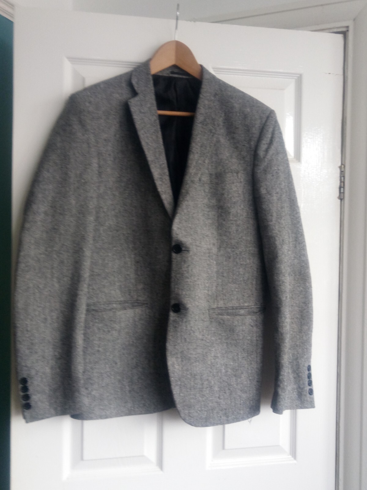 Mens Black \u0026 White Suit Jacket Size 