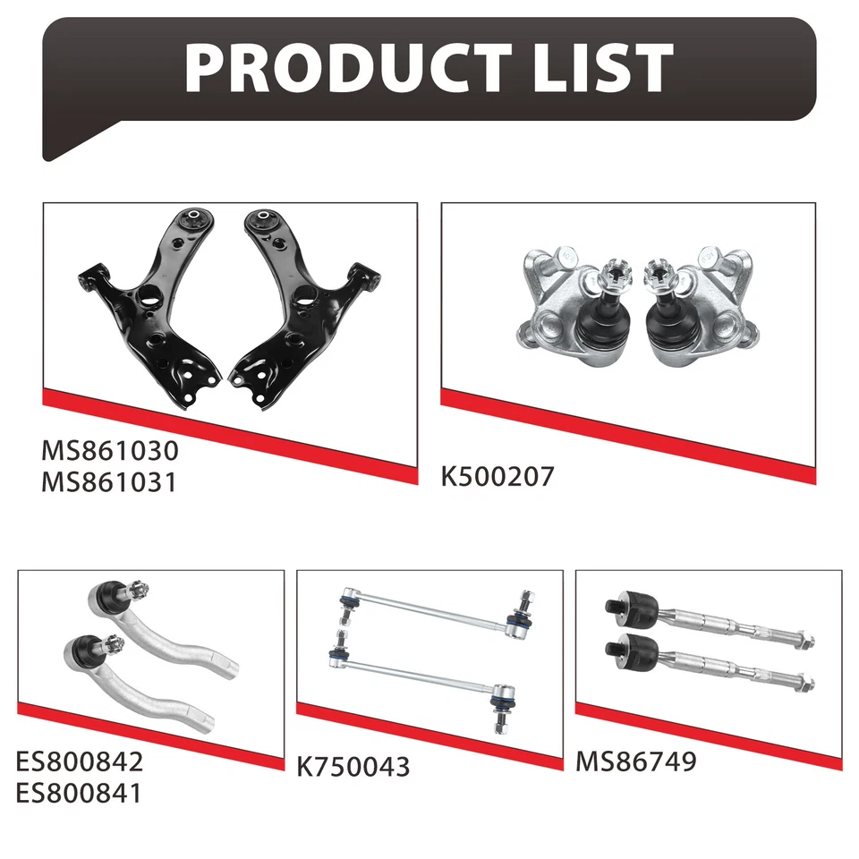 Brazo de control delantero 10 piezas extremo de barra de amarre para Toyota Prius Lexus CT200h 2010 2011-2015 Foto 4 de 4