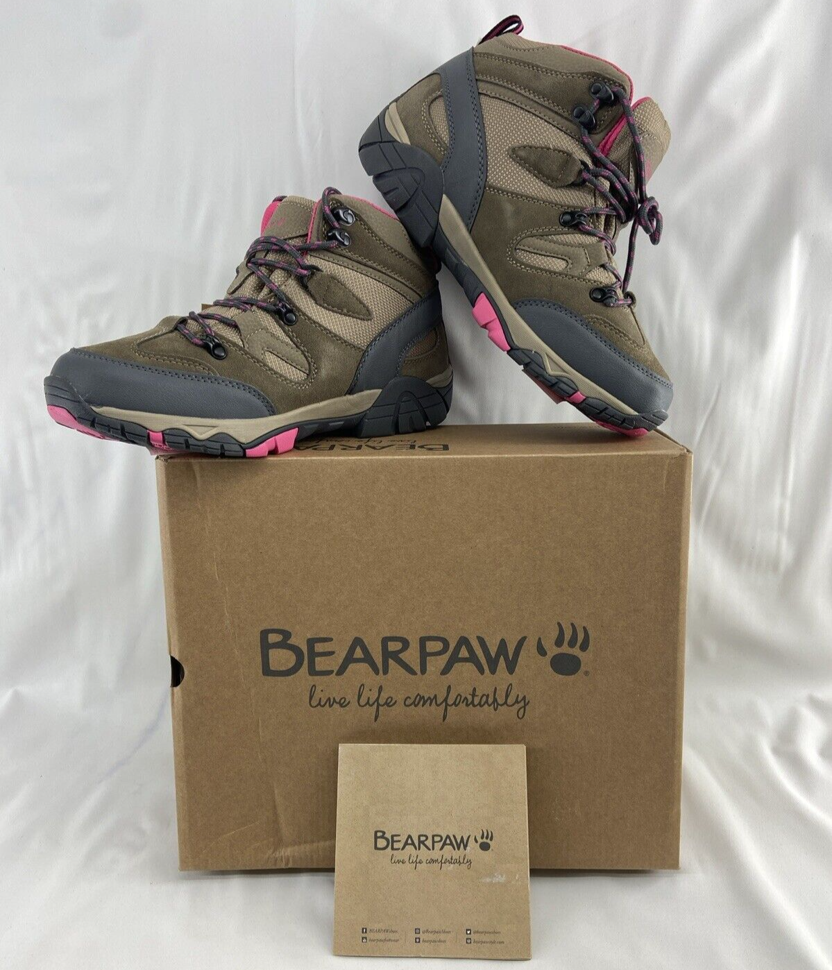 Women's Bearpaw Corsica Lace Waterproof Hiking Boots Size 11M Taupe NWB-image