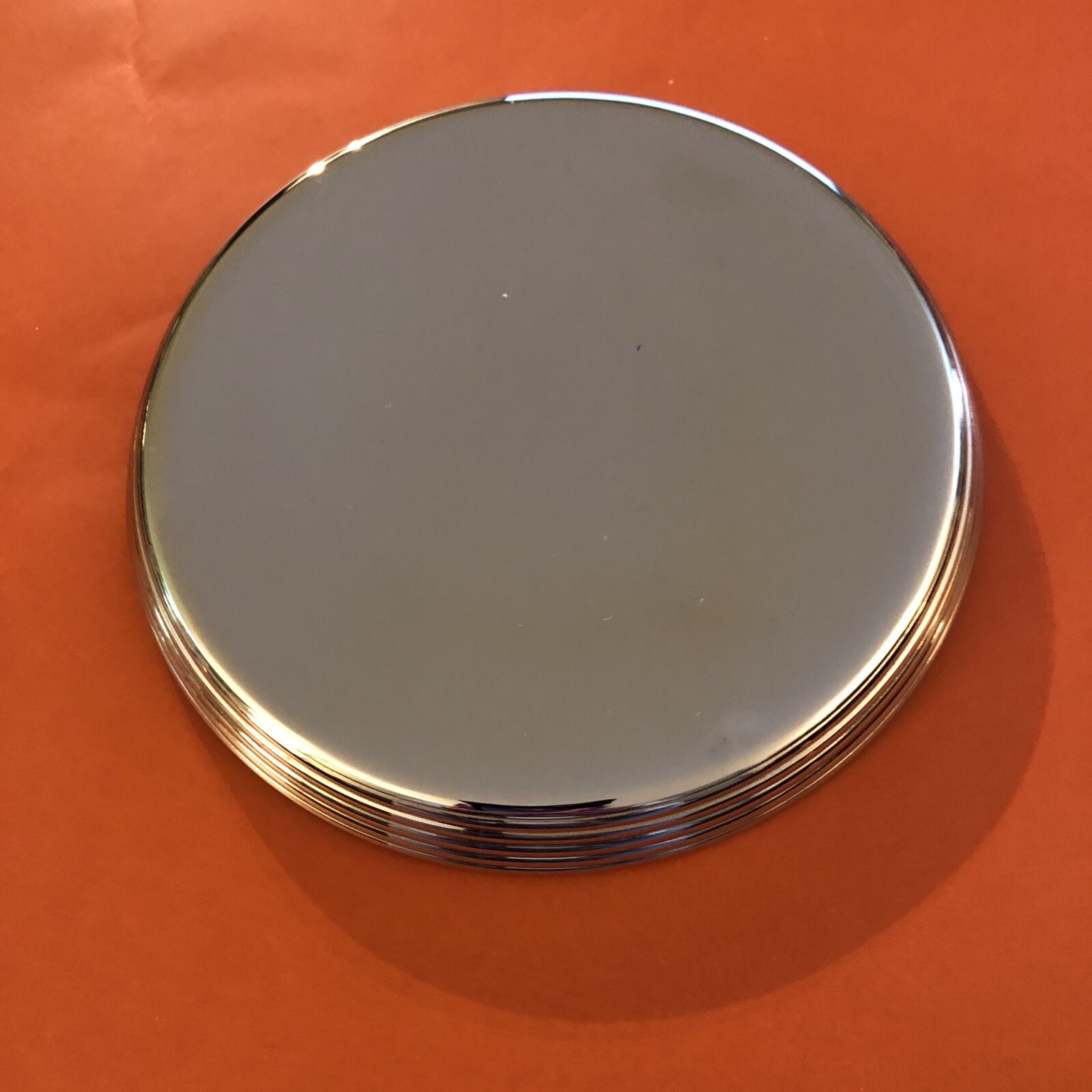 MacKenzie Childs NEW Ribbed Dish Pillar Candle Holder, Silver, NIB 6" diameter