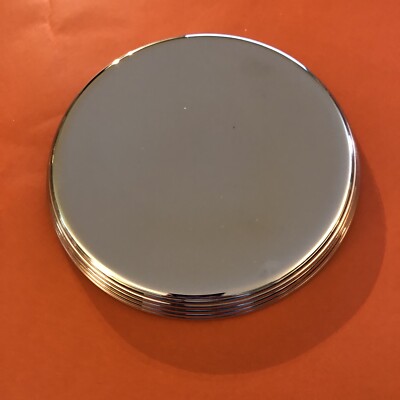 MacKenzie Childs NEW Ribbed Dish Pillar Candle Holder, Silver, NIB 6'' diameter