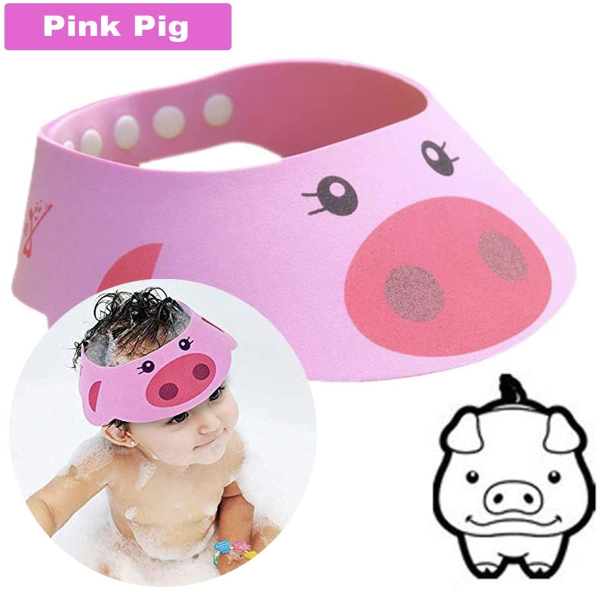 Baby Duschhaube Mit Verstellbarem Band - Schutz Vor Shampoo In Augen & Ohren