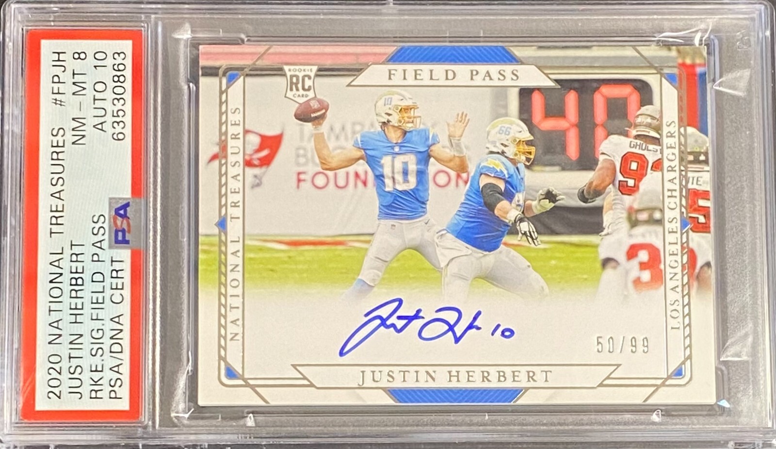 Justin Herbert Panini National Treasures Rookie Signatures Field Pass #FPJH Base