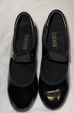 Balera Girl's size 3.0A- style B60 Slip on Black Child Tap Shoes