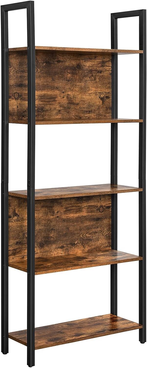 VASAGLE 5-Tier Bookshelf, Book Shelf, Industrial Bookcase, with Steel Frame, for