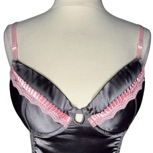 Frederick's of Hollywood Satin Gray Pink Maid Apron Lingerie Back Waist Ties S - Imagen 3 de 10