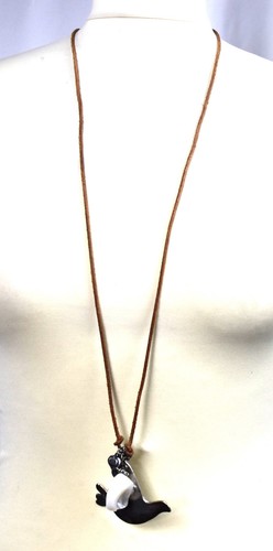 Yuta Pasch Damen Halskette Silber Kette mit Friedenstaube und Lederband 90 cm - Bild 4 von 9