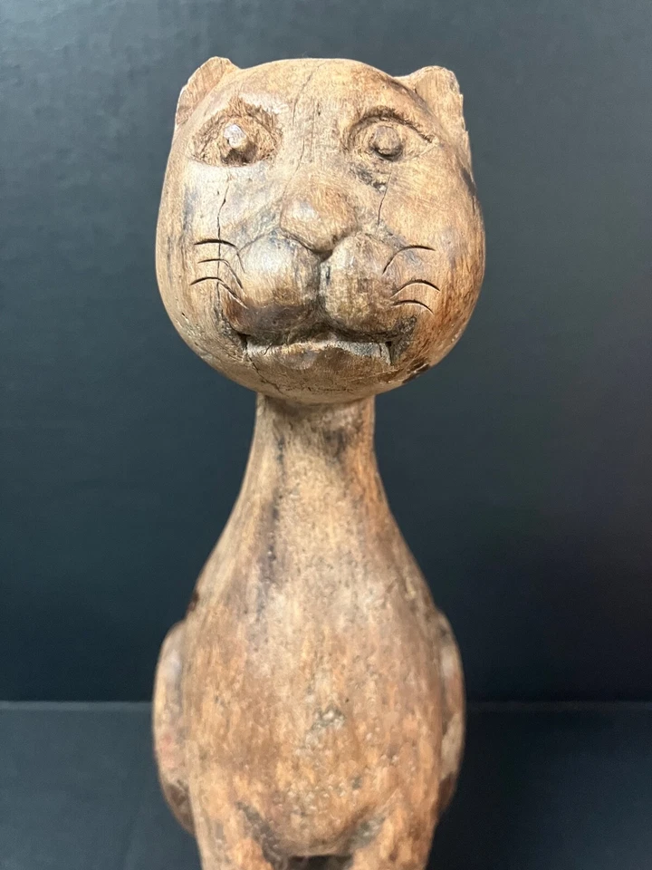 CARVED WOOD PAPER MACHE MOLD/SCULPTURE OF CAT #C128 - Image 2 of 4