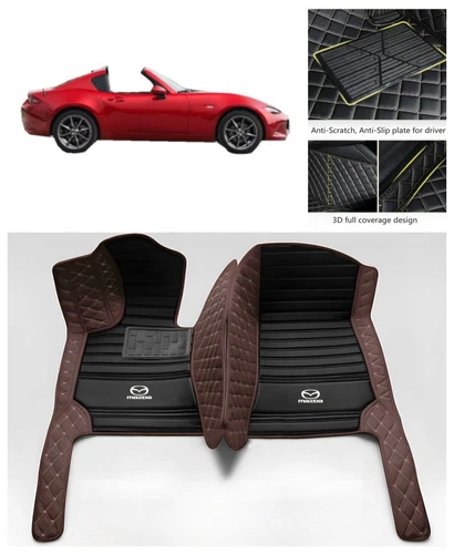 Für Mazda MX5 Miata Auto Fußmatten Leder Maßgefertigt Vordere Reihe Teppiche Kofferraumwanne - Bild 20 von 28