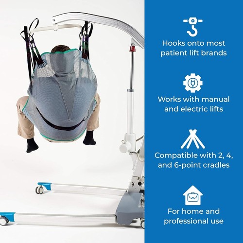Patient Aid Full Body Divided Leg Sling - Easy-to-Wash Mesh Fabric for Bathing a - Picture 3 of 7