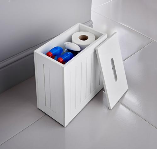 Maine finition blanche nette unité de rangement de salle de bain toilette rangement boîte de rangement de nettoyage - Photo 1 sur 4