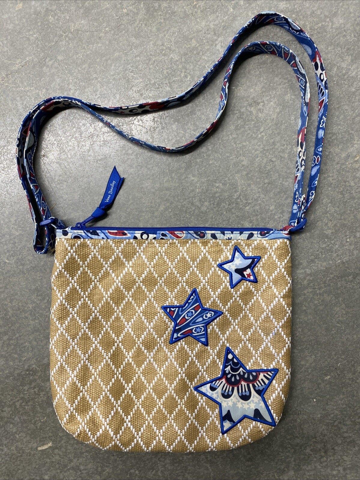 Vera Bradley Fireworks Medallion Straw Woven Crossbody Bag S